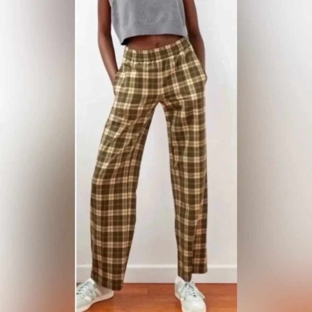 Plaid Women's Pants in Brown and Tan